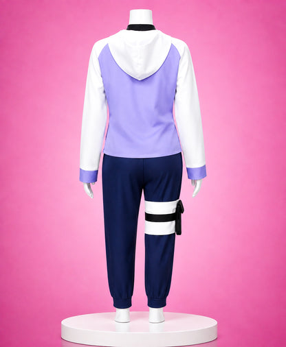 Back view of Hinata Hyuga Classic Shippuden cosplay costume