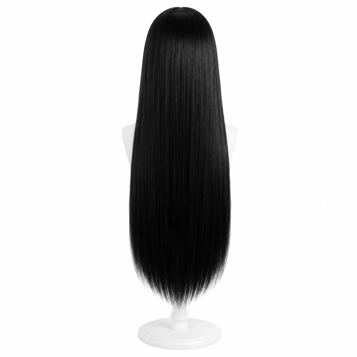 Long black wig back view for Kakegurui Yumeko Jabami Cosplay Wig – Long Black Blunt Bangs