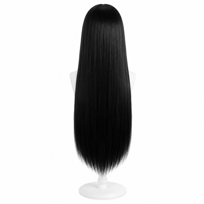 Long black wig back view for Kakegurui Yumeko Jabami Cosplay Wig – Long Black Blunt Bangs
