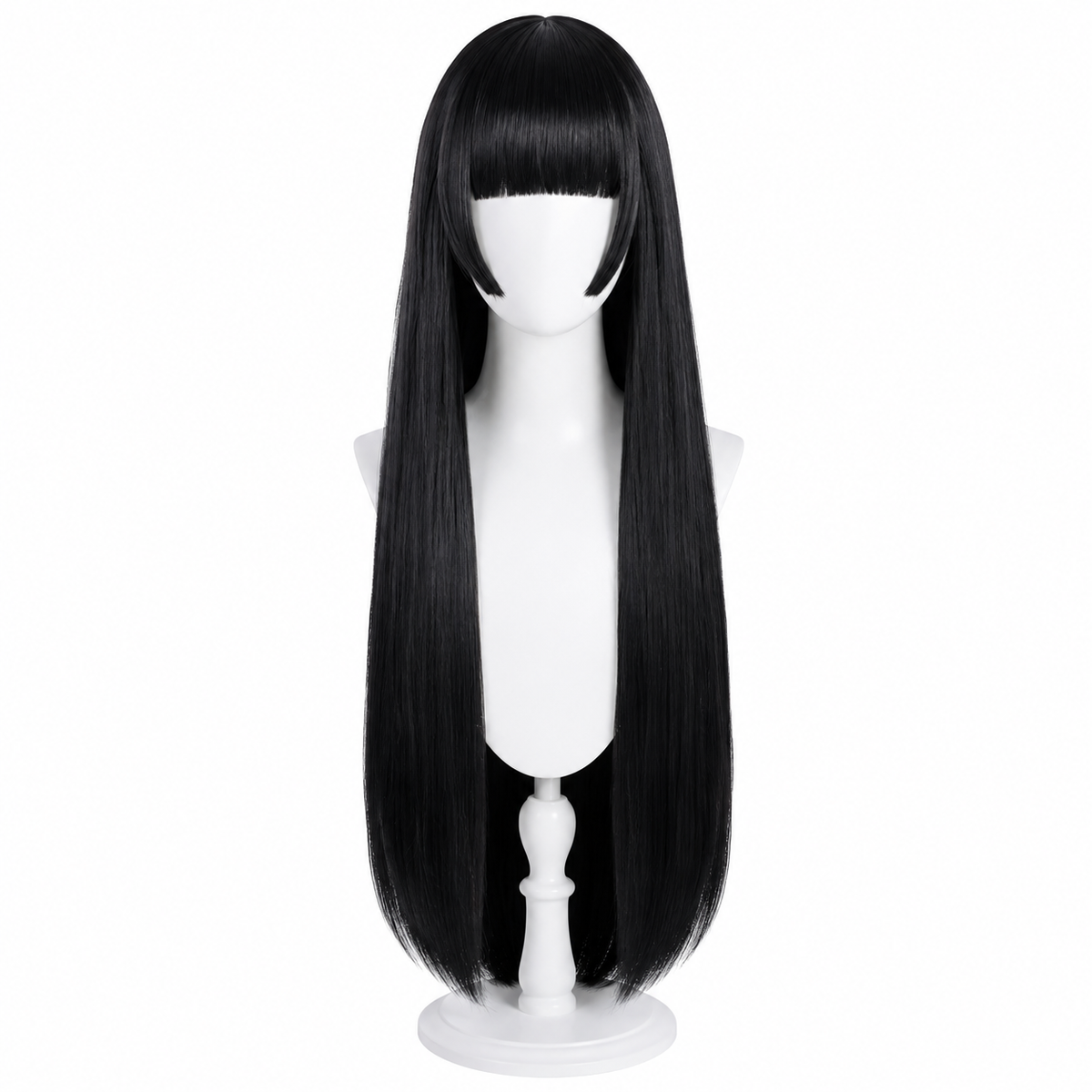 Long black wig front view for Kakegurui Yumeko Jabami Cosplay Wig – Long Black Blunt Bangs