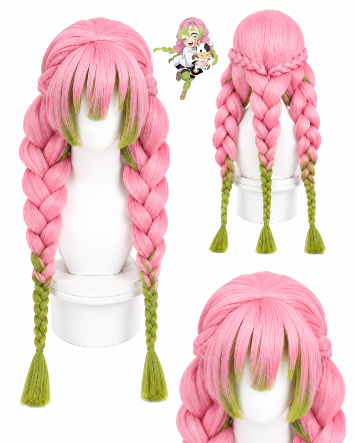 Premium Kanroji Mitsuri cosplay wig for Demon Slayer conventions, cosplay events, anime photoshoots and collectors.