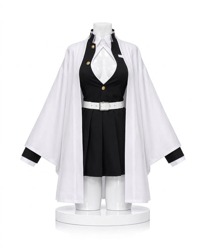 Kanroji Mitsuri Demon Slayer Cosplay Costume with Premium Wig | Full Set Mitsuri Demon Slayer uniform with white haori front view