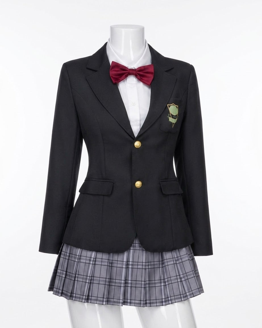 Black school uniform front view without logo for Kill Bill Gogo Yubari Uniform Cosplay costume & wig