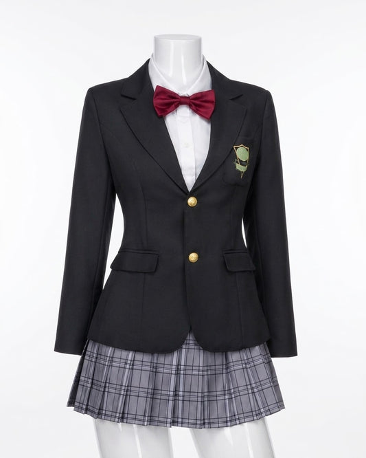 Black school uniform front view without logo for Kill Bill Gogo Yubari Uniform Cosplay costume & wig