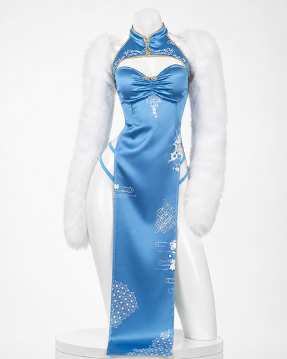Costume blue cheongsam front view without logo for LIMITED Blue Archive Cheongsam Ichinose Asuna Cosplay Costume
