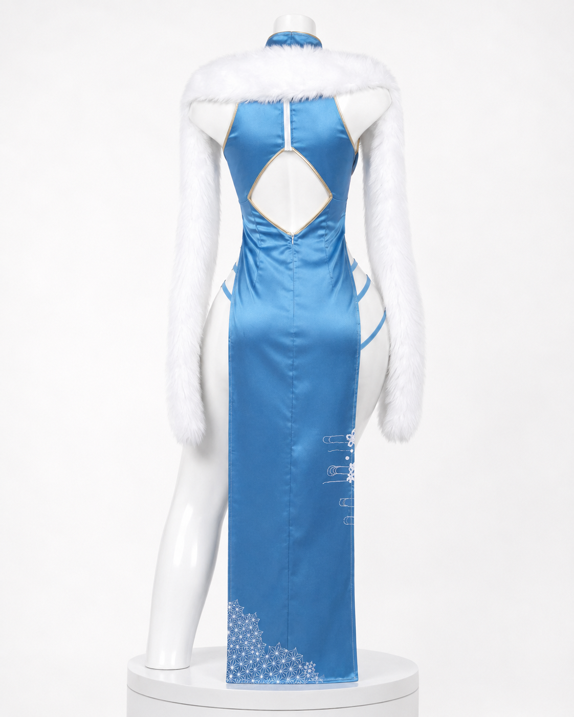Costume blue satin cheongsam back view for LIMITED Blue Archive Cheongsam Ichinose Asuna Cosplay Costume