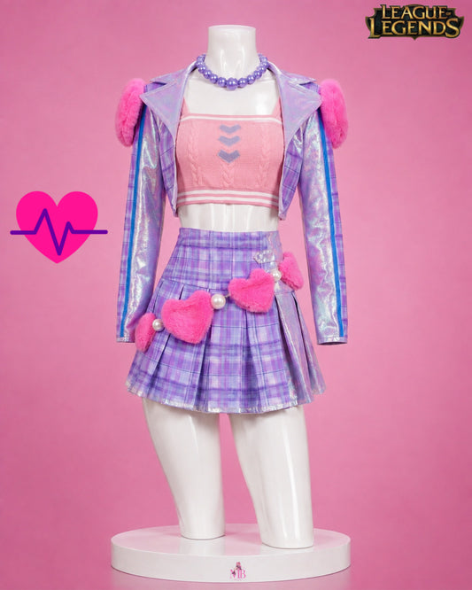 Pink and purple heartthrob outfit front view for LOL League of Legends heartthrob Caitlyn Cosplay Costume