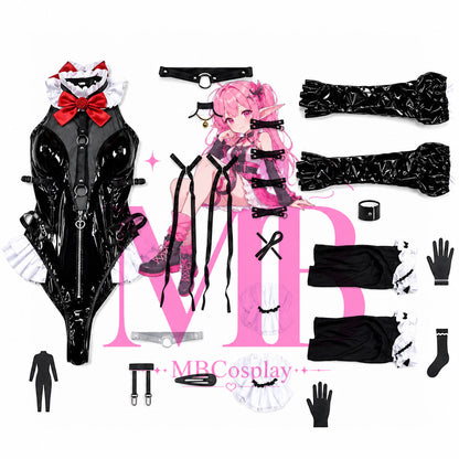 Marie Rose Twinkle Rose costume full set with bodysuit, gloves, stockings, collar, cuffs and ties