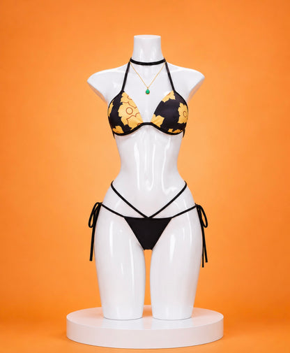 Marin Kitagawa black floral bikini cosplay swimsuit displayed from the front