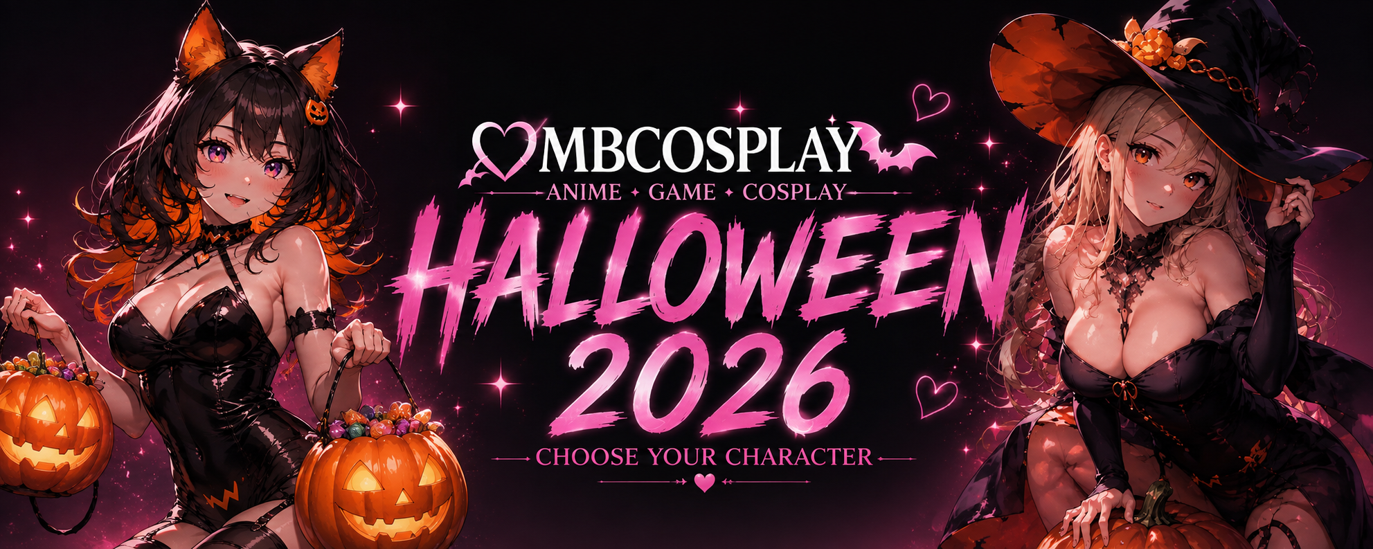 MBCosplay Halloween 2026 anime cosplay costumes, wigs and accessories featuring Halloween cat girl and witch cosplay