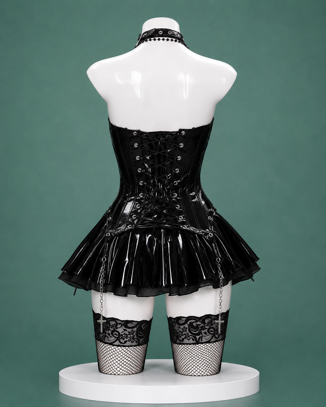 Misa Amane cosplay costume from Death Note back view with lace up black corset dress