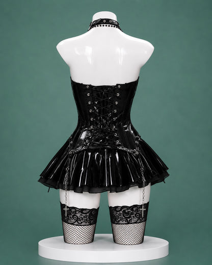 Misa Amane cosplay costume from Death Note back view with lace up black corset dress