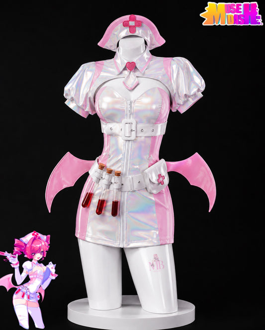 Iridescent pink nurse dress front view for Muse Dash Buro Nocturne Bloodheir Costume & wig