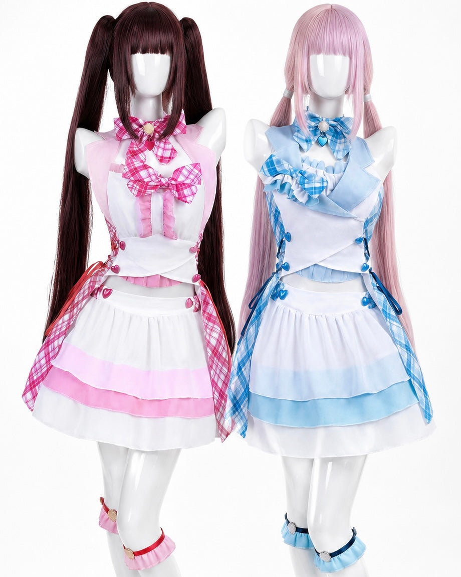 Nekopara Chocola & Vanilla Cosplay Costume Nekopara maid costumes front view without character art