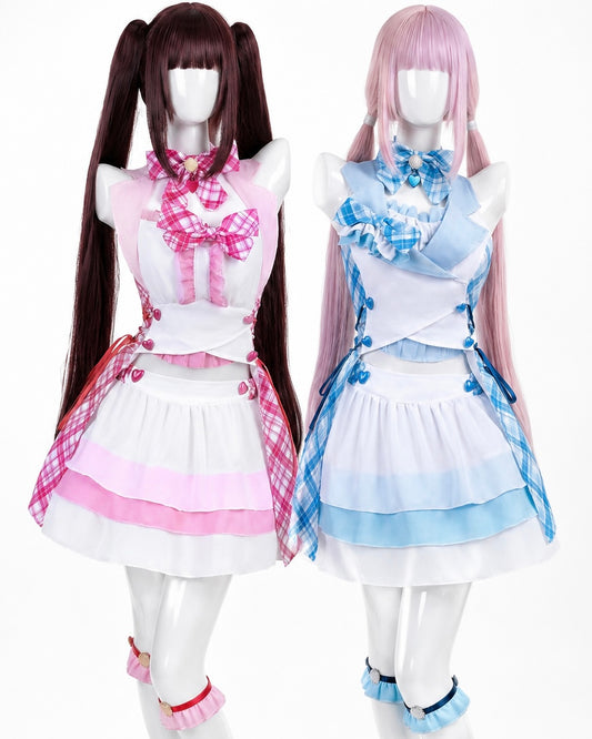 Nekopara Chocola & Vanilla Cosplay Costume Nekopara maid costumes front view without character art