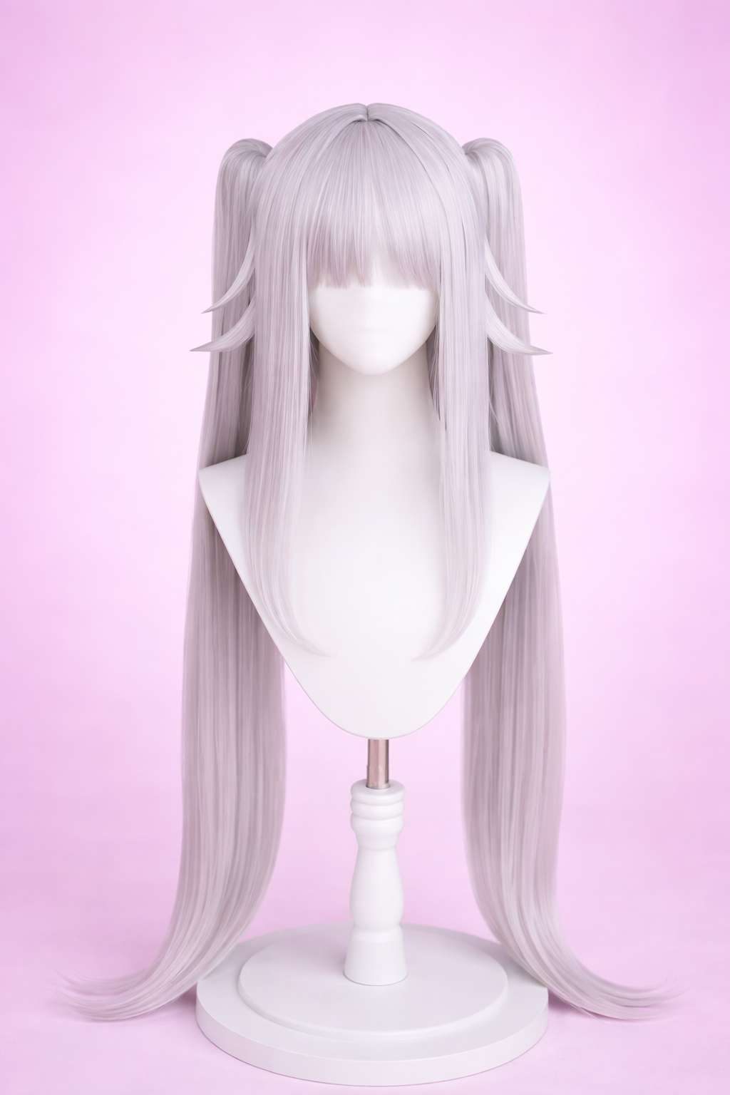 White anime twin tail cosplay wig for Nikke Blanc costume