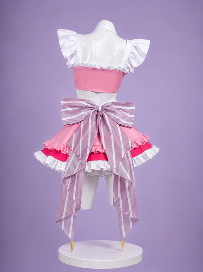 Wig maid costume back view with oversized bow for NIKKE: Goddess of Victory Dorothy Maid Cosplay Costume & wig
