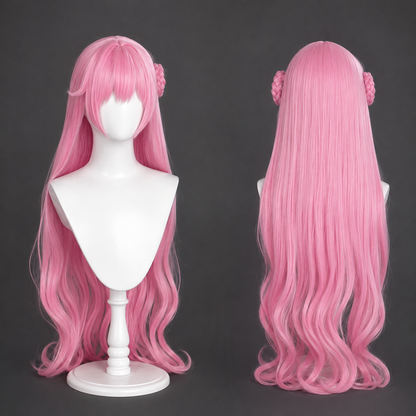 Wig pink maid wig front and back views for NIKKE: Goddess of Victory Dorothy Maid Cosplay Costume & wig