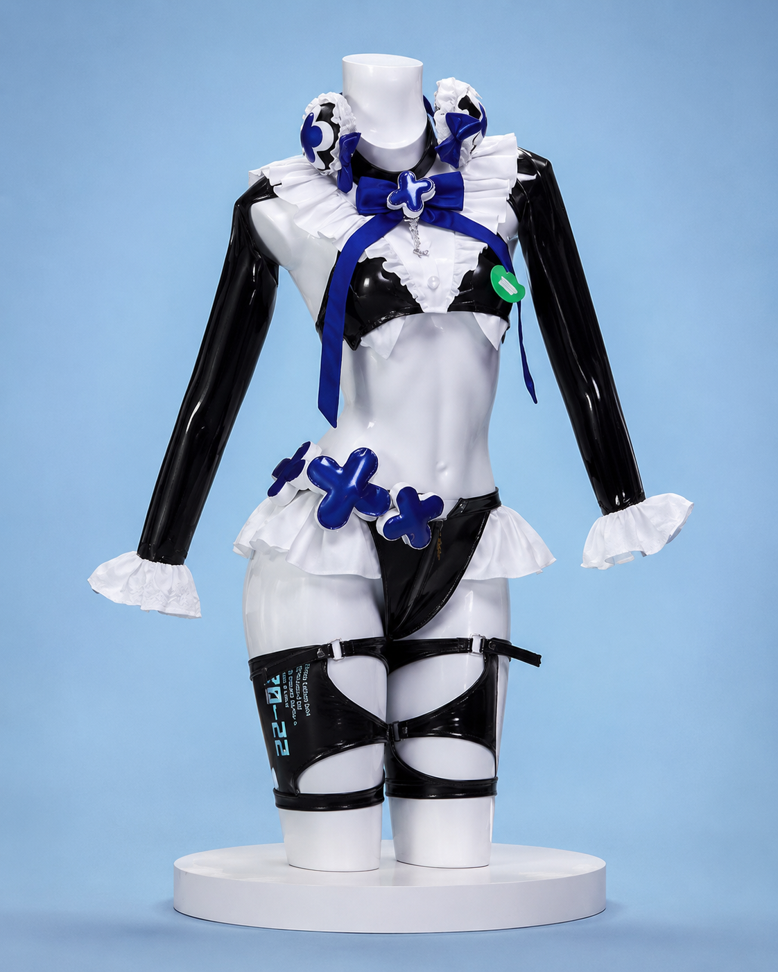 Hansel black blue cosplay costume alternate front view for Nikke Goddess of Victory Hansel Cosplay & wig