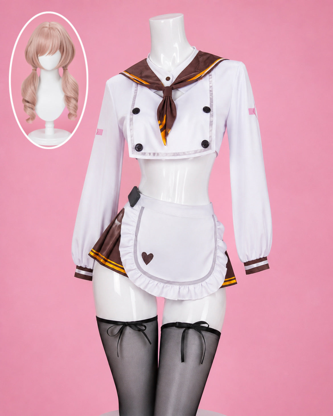 NIKKE: The Goddess of Victory Bready Cosplay Costume & Wig showing and wig bready costume and wig set