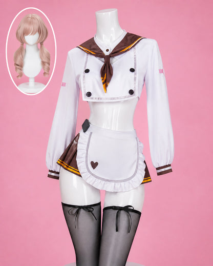 NIKKE: The Goddess of Victory Bready Cosplay Costume & Wig showing and wig bready costume and wig set
