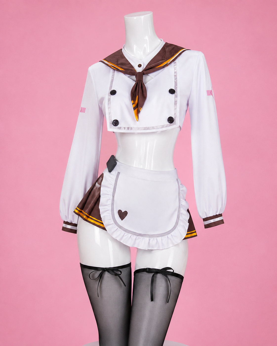 NIKKE: The Goddess of Victory Bready Cosplay Costume & Wig showing wig maid costume front view without character inset