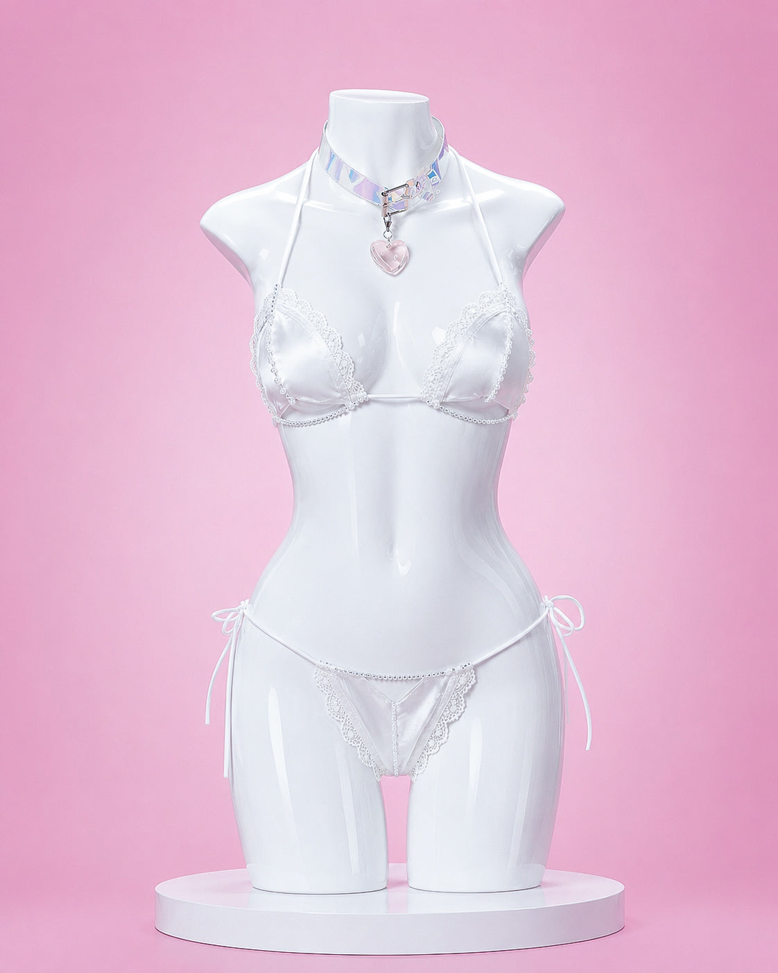     Nikke Victory Viper swimsuit cosplay bikini set front view with heart choker and anime game costume