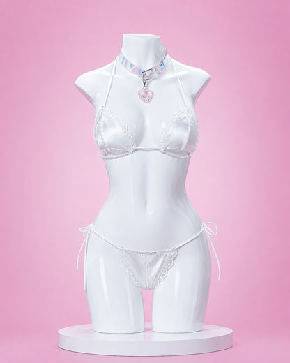     Nikke Victory Viper swimsuit cosplay bikini set front view with heart choker and anime game costume