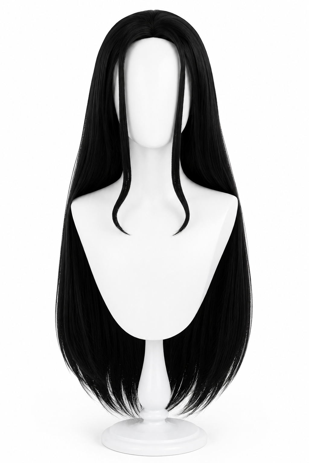 Long black wig front view for One Piece Nico Robin Wig – Black Post-Time Skip & Sunglasses Set