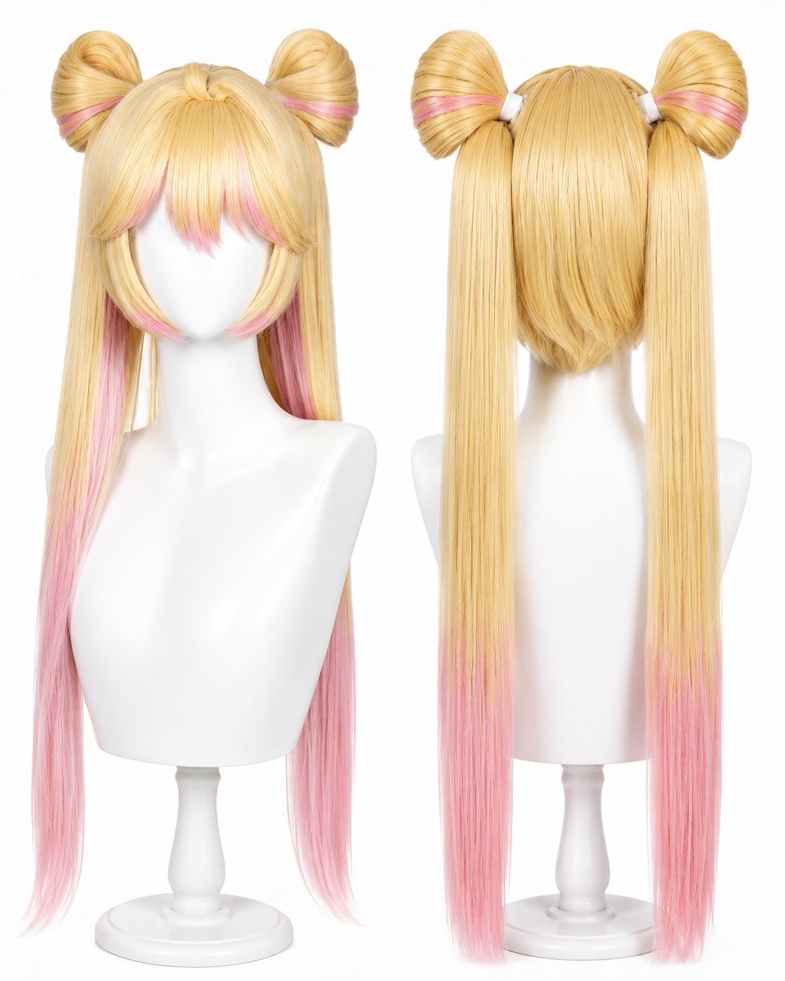 Blonde juno wig front and back views for Overwatch Juno Cosplay Wig