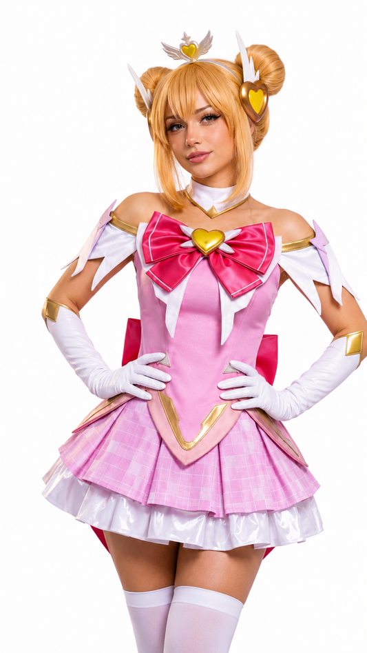 Overwatch Pink Magical Girl Juno Meka Cosplay costume (costume only) - model wearing pink magical girl costume
