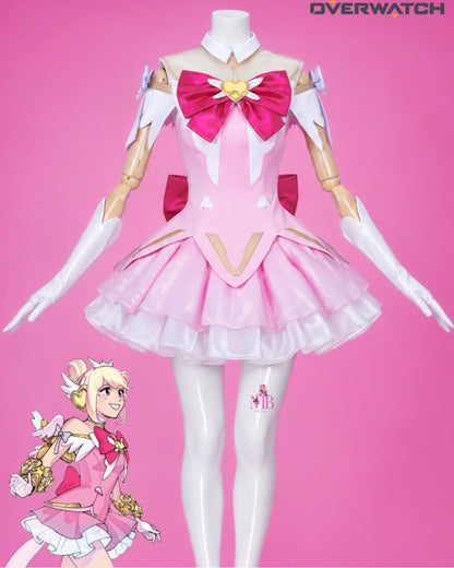 Only pink magical girl dress costume front view for Overwatch Pink Magical Girl Juno Meka Cosplay costume (costume only)