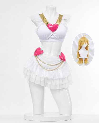 Wig angel costume with blonde wig option for Panty & stocking Anarchy Angel Form Cosplay Costume & wig