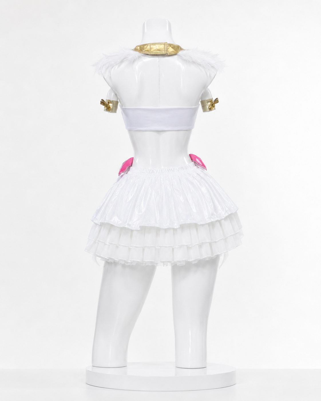 Wig white angel costume back view for Panty & stocking Anarchy Angel Form Cosplay Costume & wig