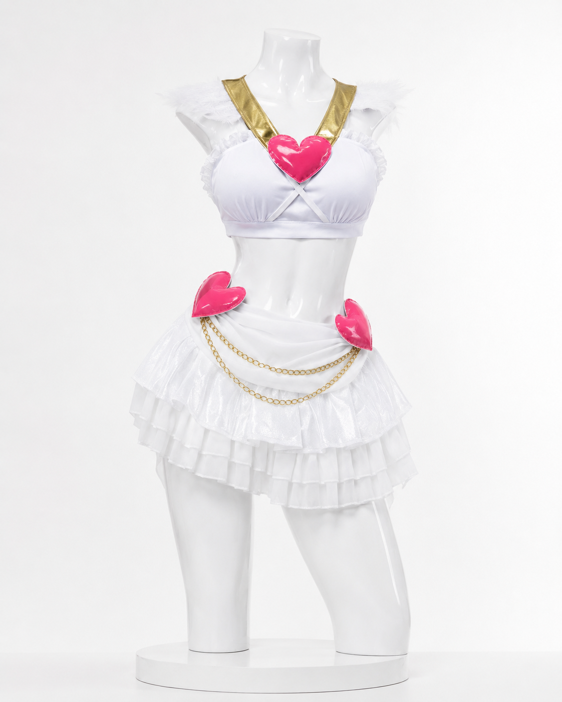 Panty & stocking Anarchy Angel Form Cosplay Costume & wig white angel outfit front view without character inset