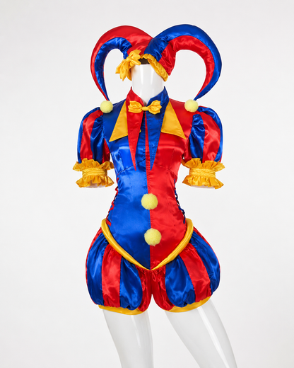Cosplay costume front for Pomni Cosplay Costume – The Amazing Digital Circus Jester Outfit