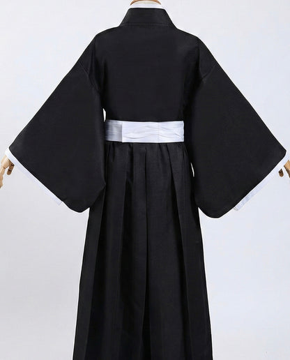 Black kimono with a white belt on a white background