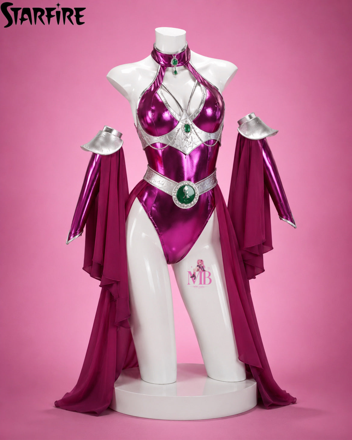 Purple bodysuit front for Starfire Teen Titans Cosplay Costume & Wig set