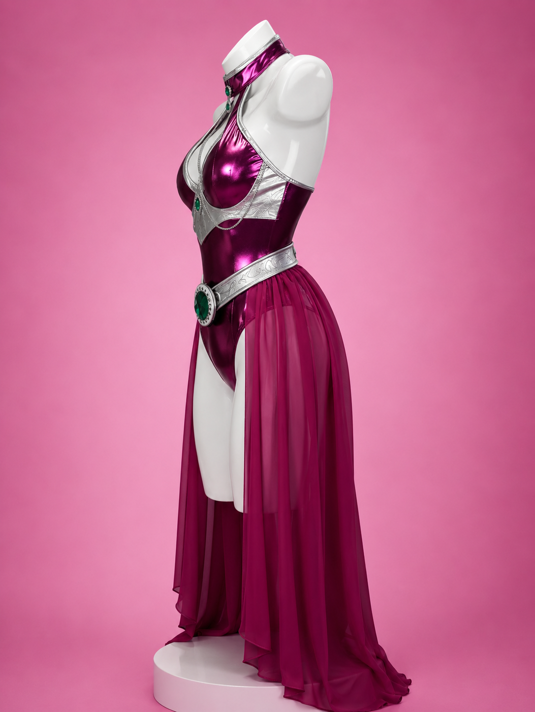 Costume side view for Starfire Teen Titans Cosplay Costume & Wig set