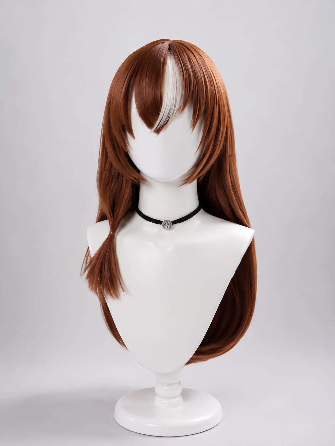 Still in Love Cosplay Costume & Wig Set | Umamusume: Pretty Derby 4.5 Anniversary Pink long brown cosplay wig on mannequin