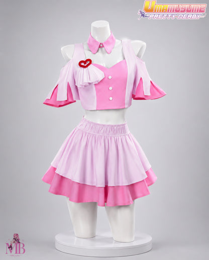 Still in Love Cosplay Costume & Wig Set | Umamusume: Pretty Derby 4.5 Anniversary Pink pink anniversary uniform front view