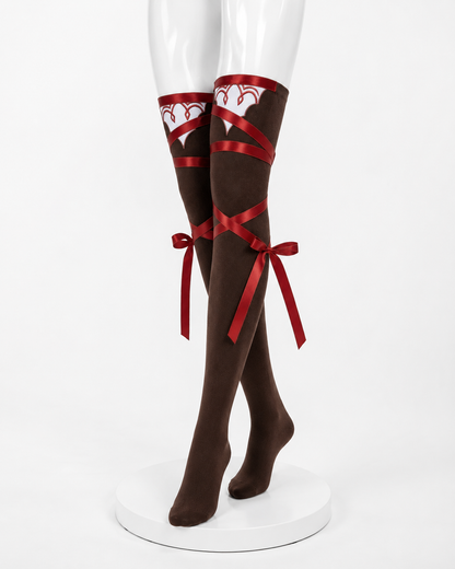 Still in Love Cosplay Costume - Uma Musume: Pretty Derby Racing Uniform & Wig black patterned stockings with red bows