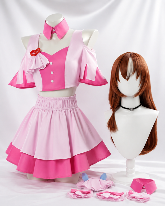 Still in Love Umamusume Pretty Derby 4.5 Anniversary pink cosplay costume and brown wig set