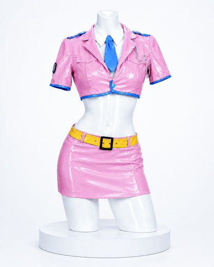Super Sonico pink space police costume front view for Super Sonico "Space Police" Cosplay Costume & Wig