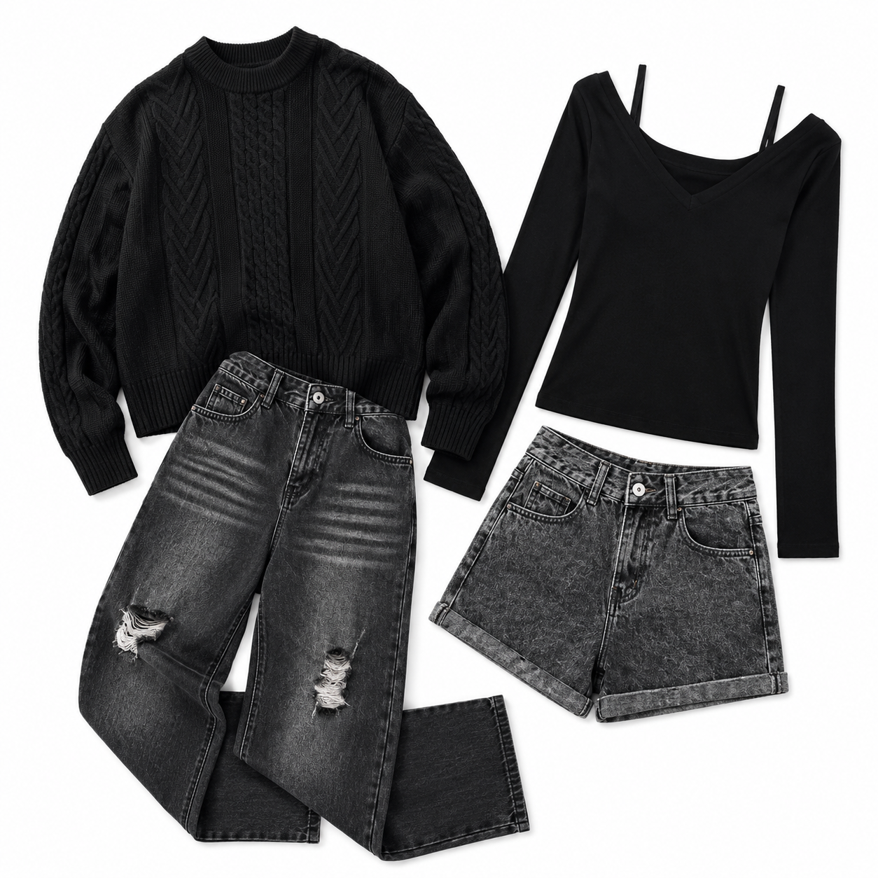     Flat lay of Andrew and Ashley cosplay outfits from The Coffin of Andy and Leyley.