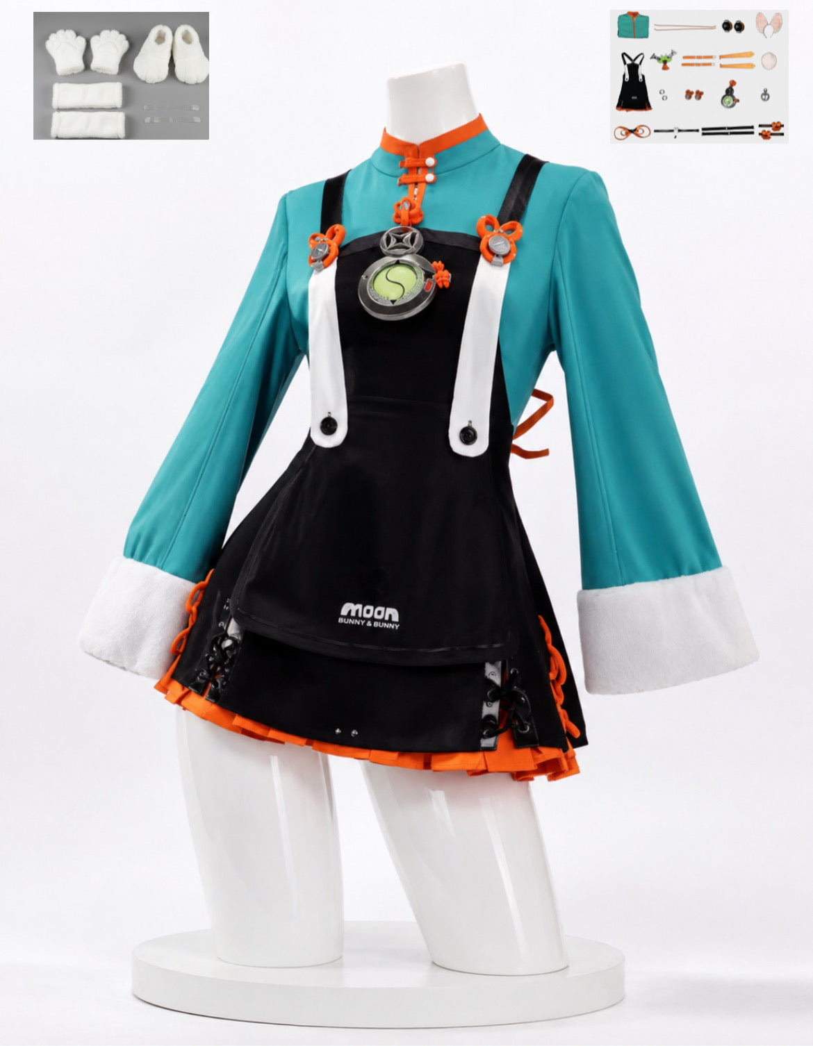 Teal costume included items overview for Zenless Zone Zero Zhao Cosplay Costume - ZZZ